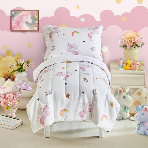 UOZZI BEDDING unicorn toddler comforter with playful unicorn print for bedtime magic