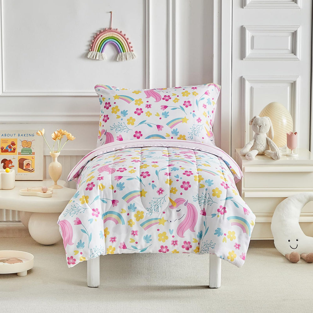 UOZZI BEDDING reversible comforter with unicorns for versatile kid-friendly styling.