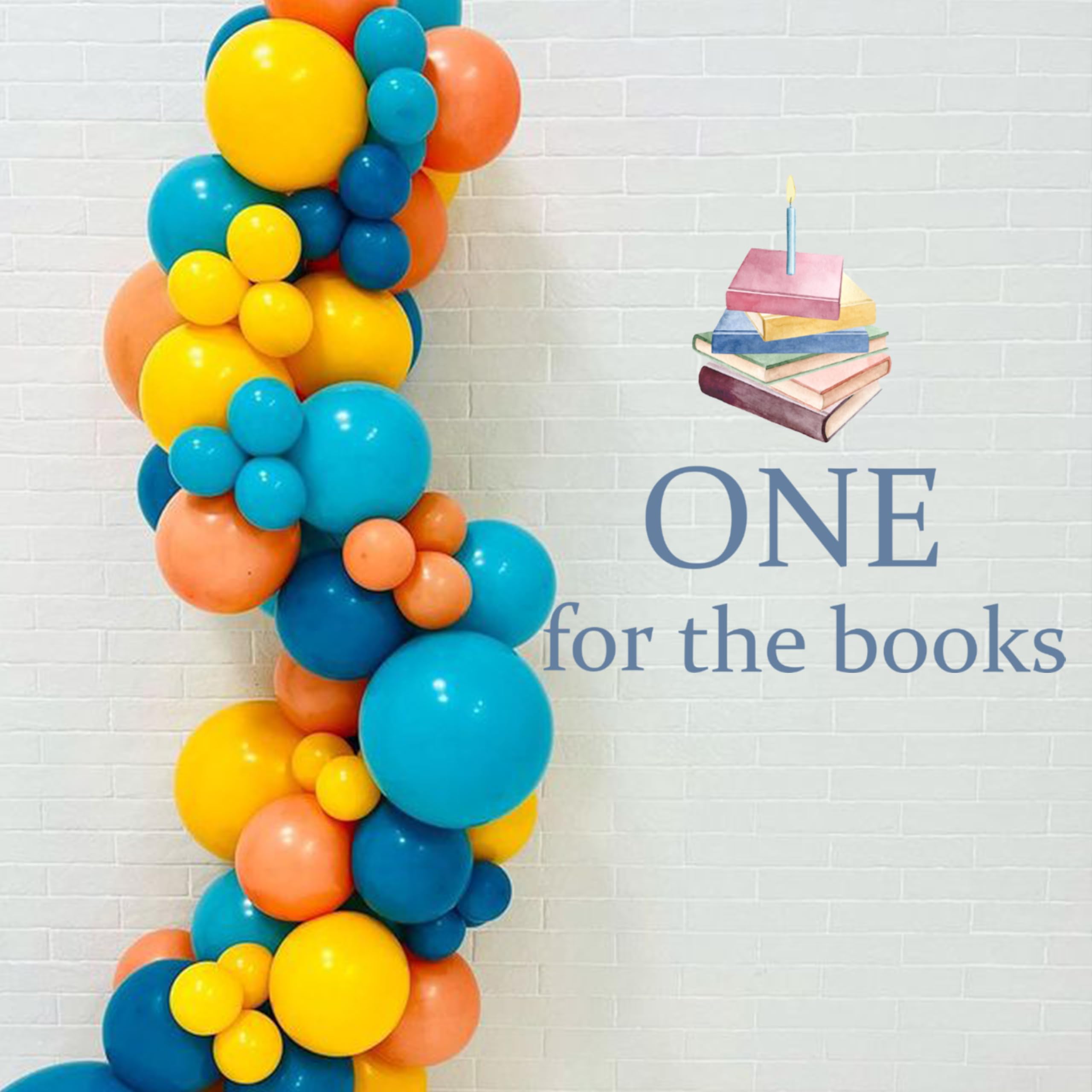 Upfirst Books sign decal serves as a decorative centerpiece for arches.