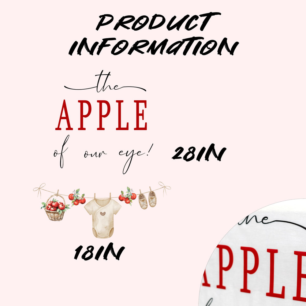 Upfirst clothesline apple-onesie illustration decor elevates baby shower photo ops.