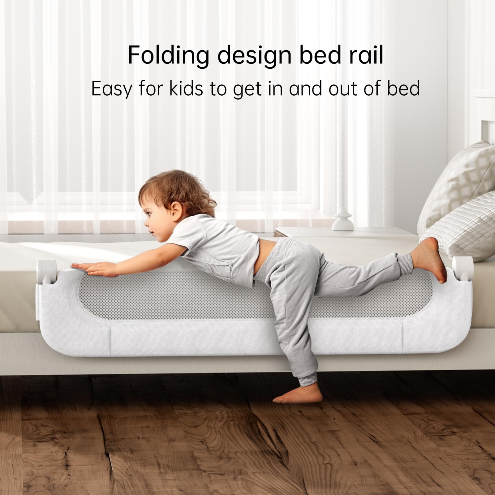 UPGOGO bed rail collision protection cushion at touch points.