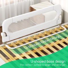 UPGOGO foldable bed rail with double safety locks for secure use.