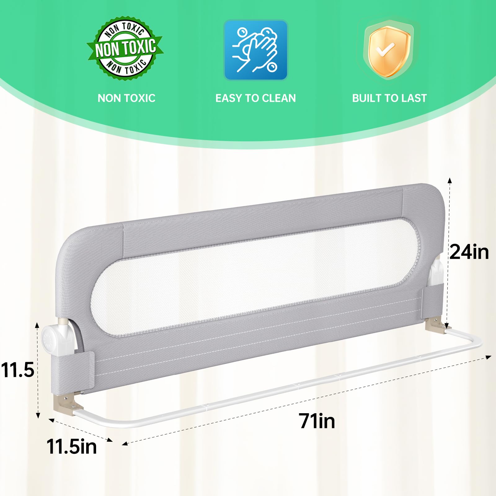UPGOGO bed rail guard with tool-free setup for quick, safe installation.
