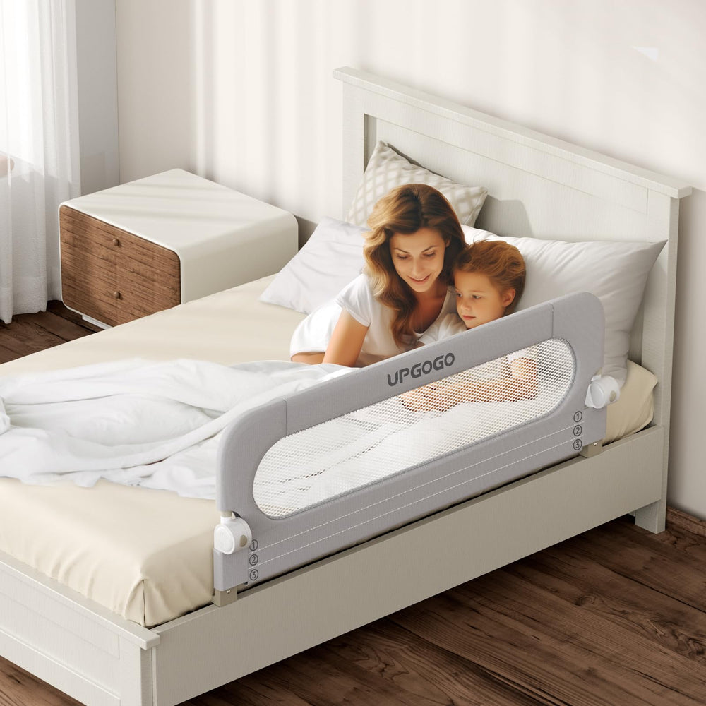Universal fit for bunk, twin, full, queen, and king beds with UPGOGO rail