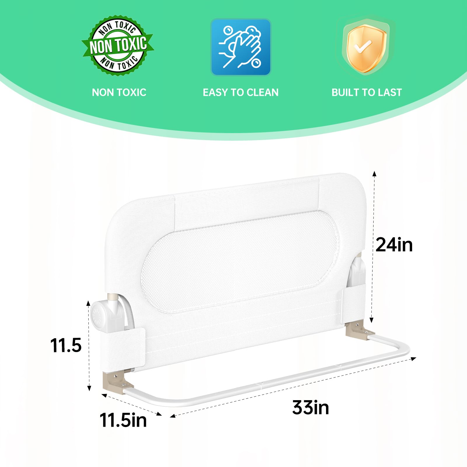 UPGOGO Folding Toddler Bed Rails folded for compact storage