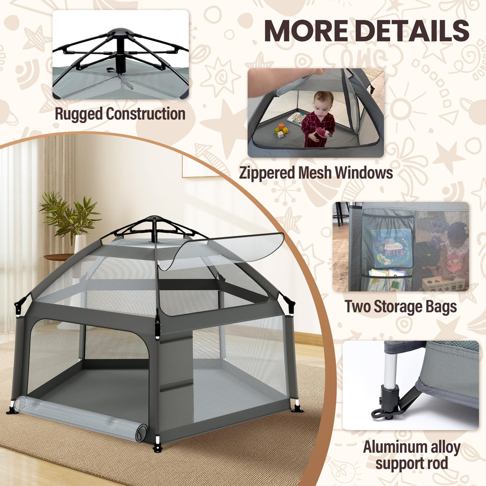 UPHUNAL portable pop-up playpen suited for home, park, beach