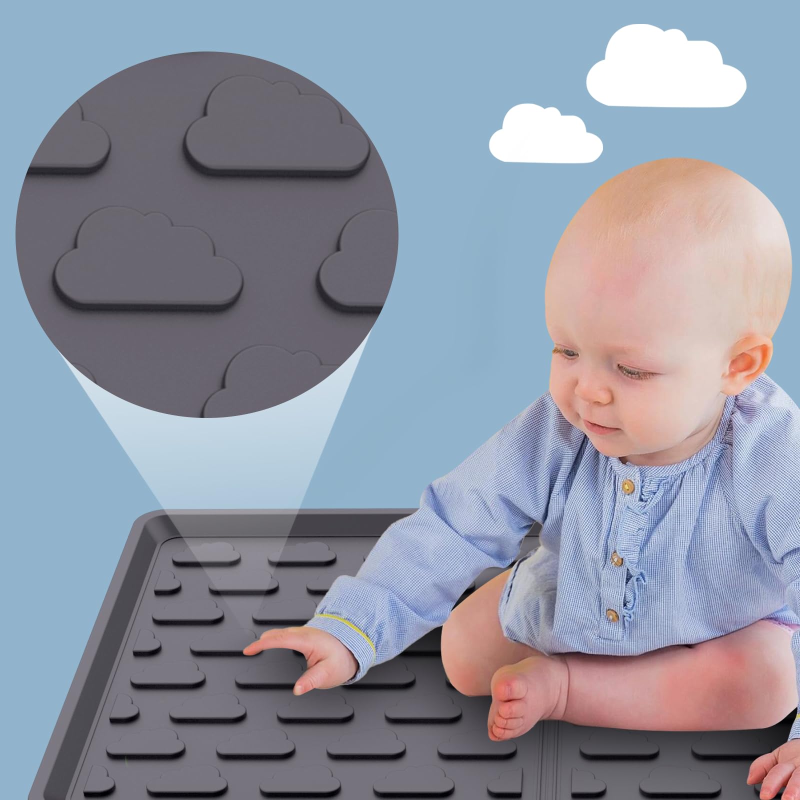 Upifen all-weather mat with grooves contains spills like water and milk.