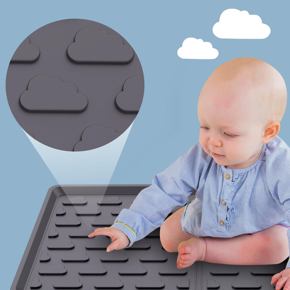 Upifen all-weather mat with grooves contains spills like water and milk.