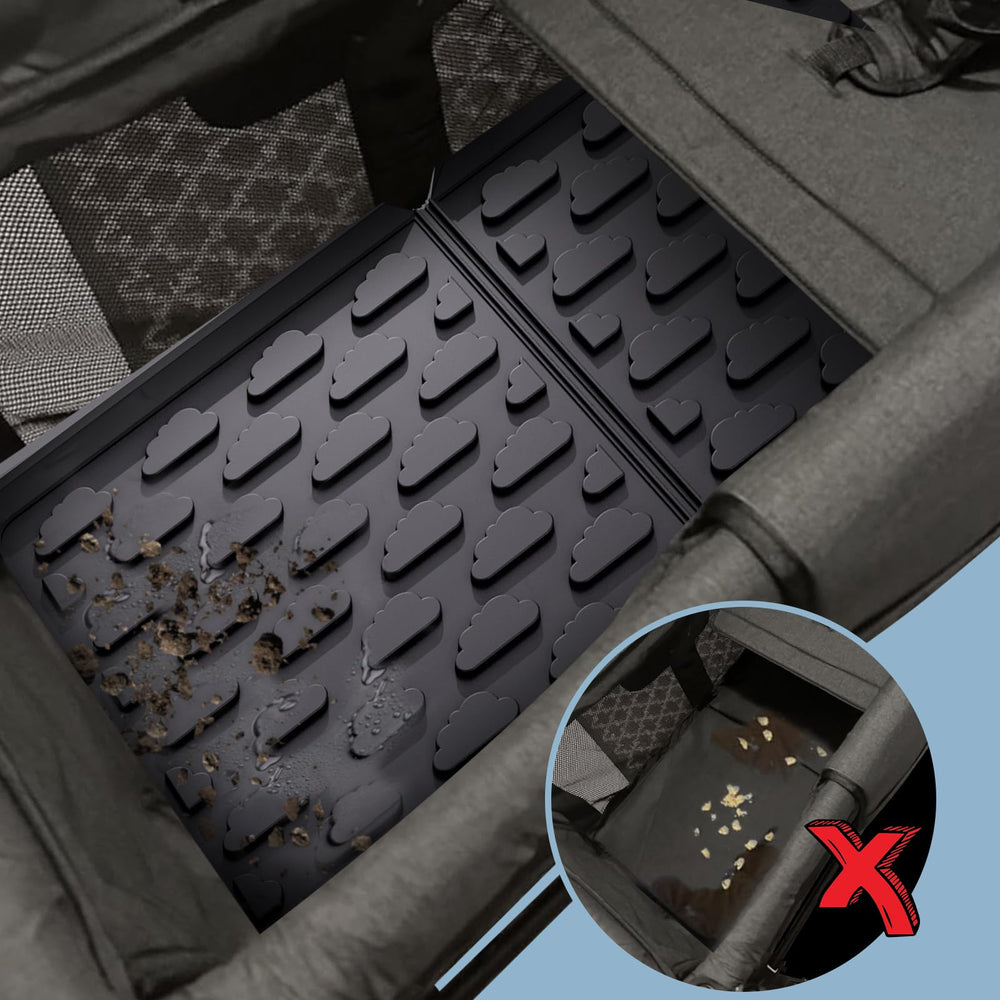 Upifen silicone mat folds neatly for wagon storage after use.