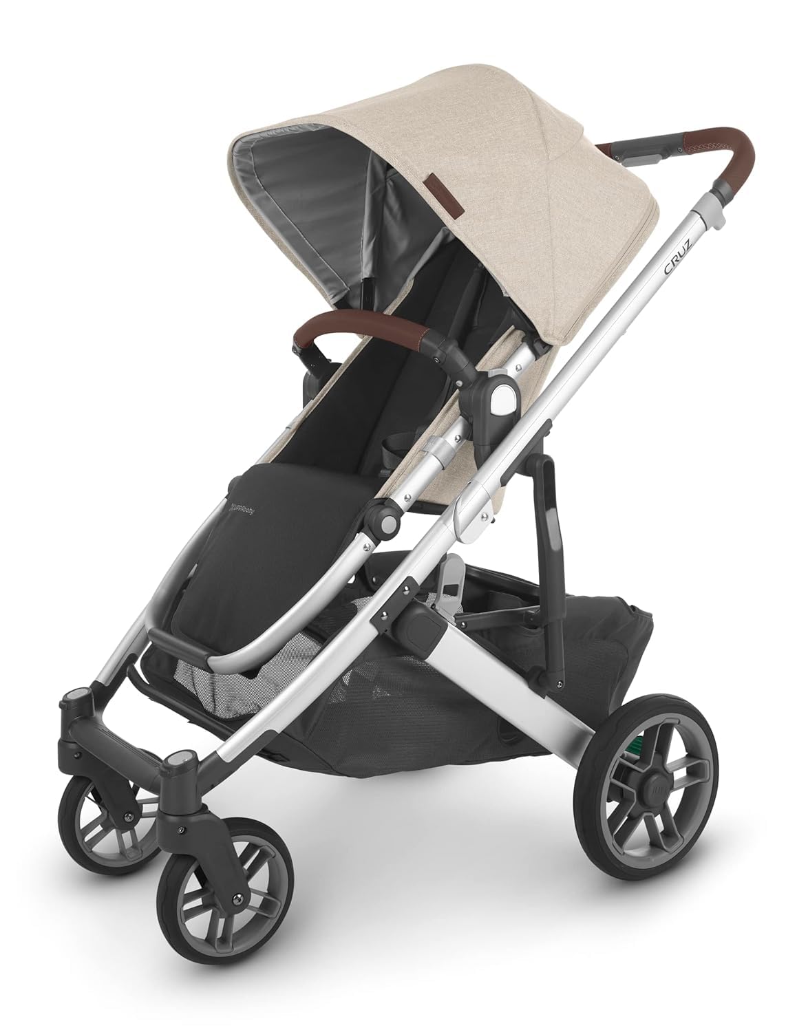 UPPAbaby Cruz V2 Declan front view with leather accents for stylish strolls