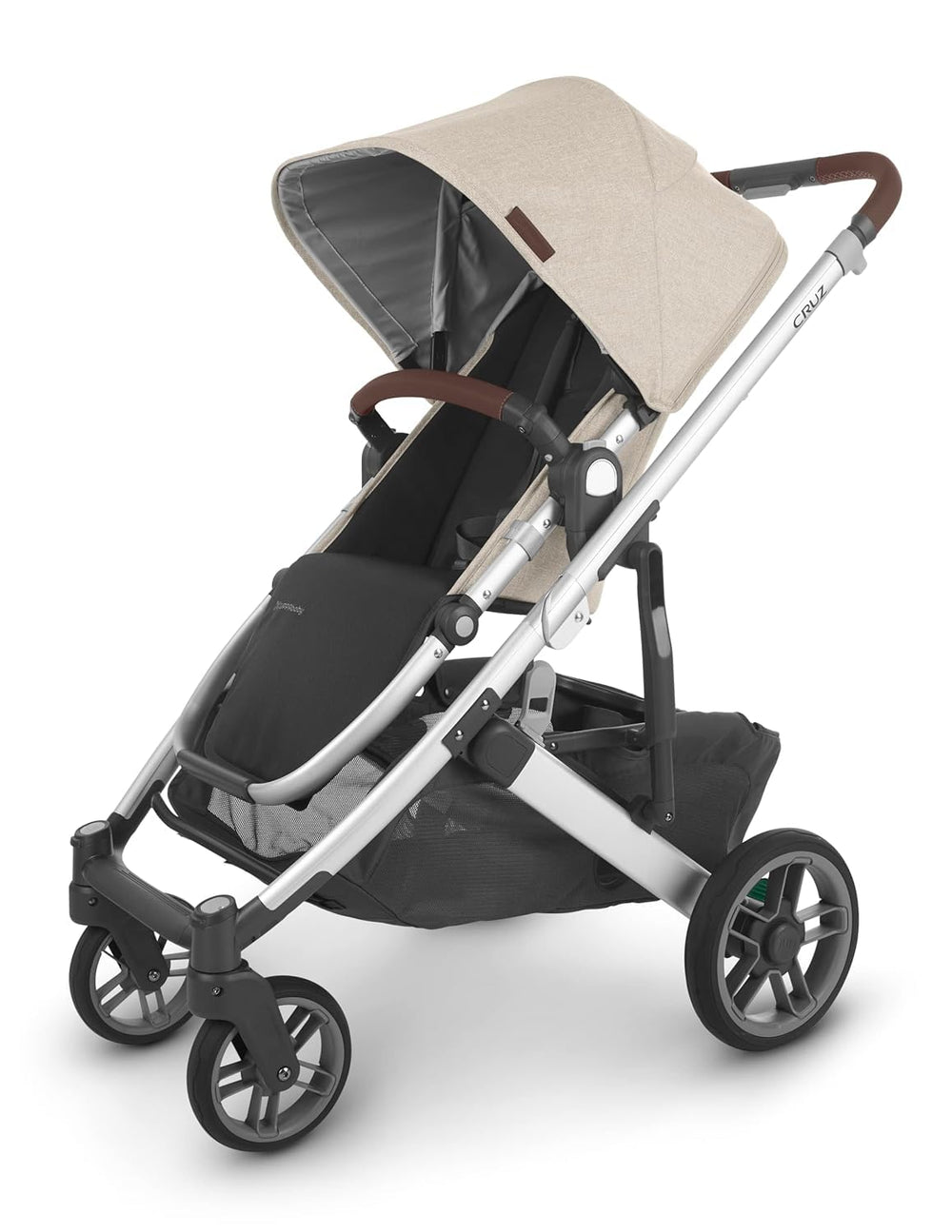 UPPAbaby Cruz V2 Declan front view with leather accents for stylish strolls