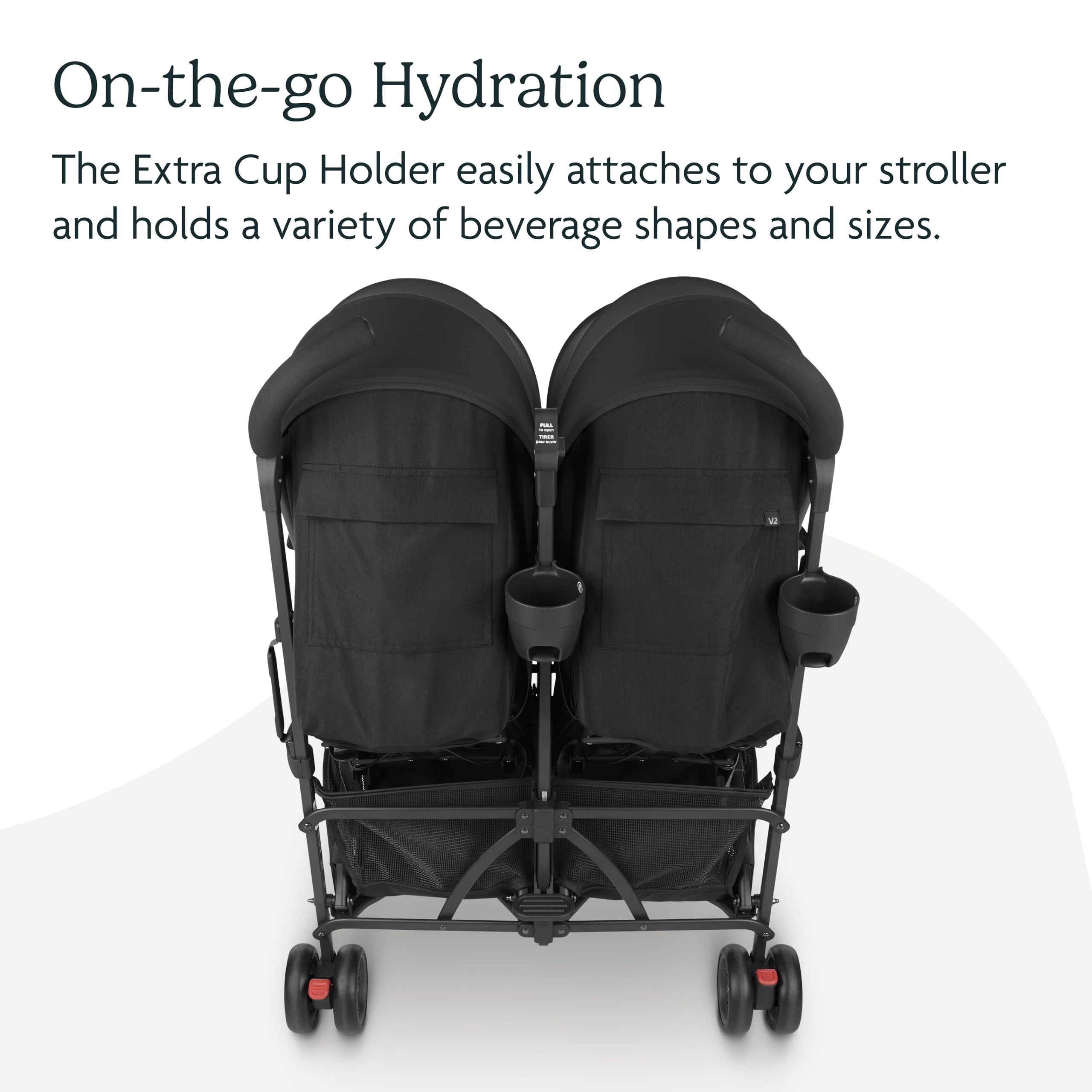 UPPAbaby Cup Holder fits G-Link V2 right clip for quick reach.