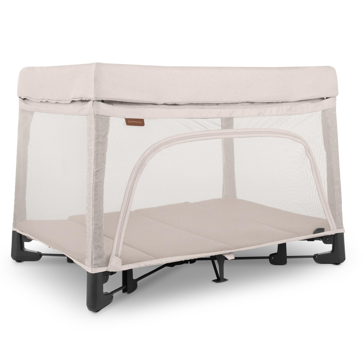 UPPAbaby Remi Playard open design allows easy baby viewing and gentle soothing from any angle