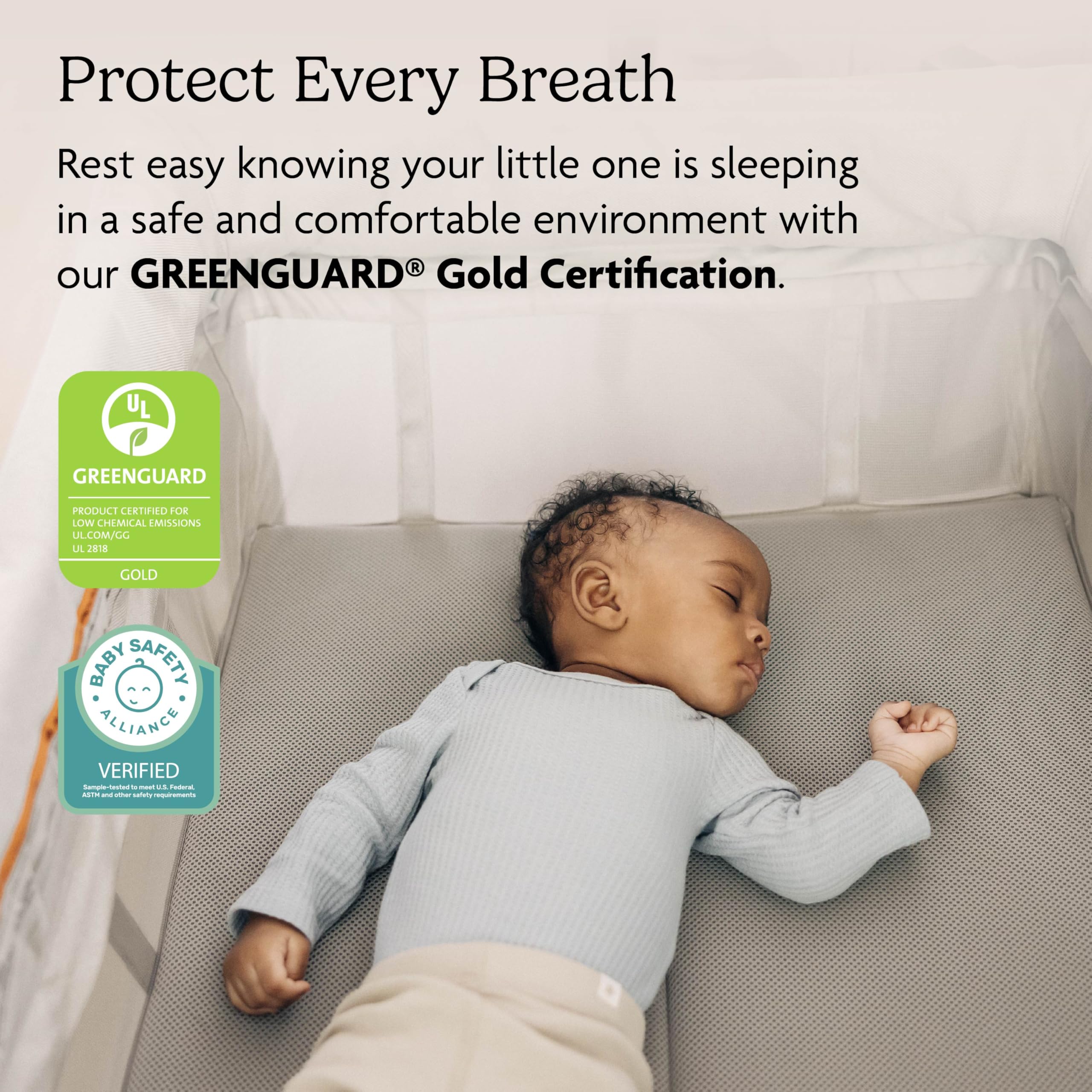 UPPAbaby Remi Playard triple-layer mesh mattress provides breathable, temperature-regulated comfort