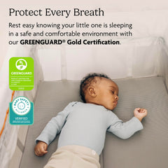 UPPAbaby Remi Playard triple-layer mesh mattress provides breathable, temperature-regulated comfort
