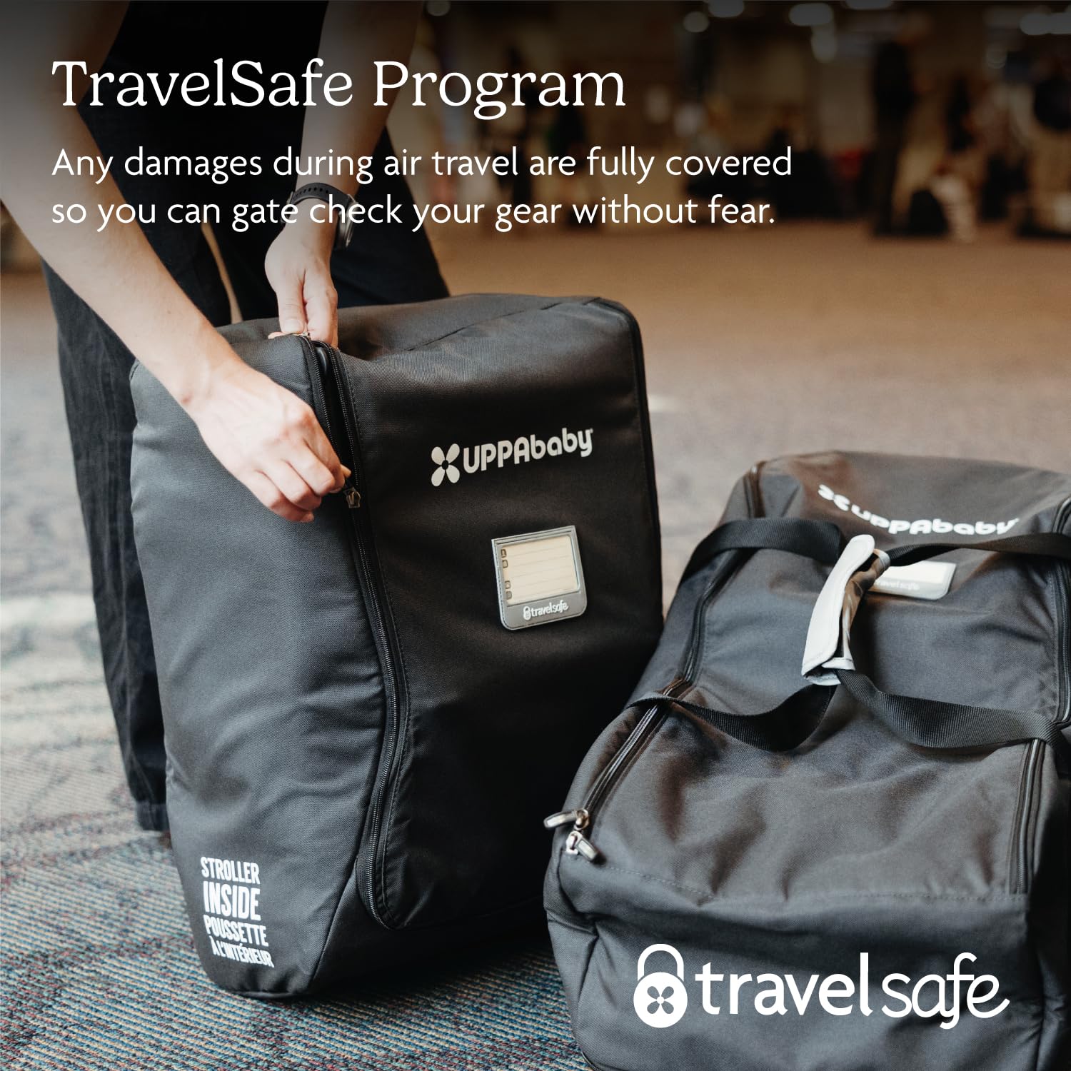 UPPAbaby travel bag folded-compact storage ready for packing.