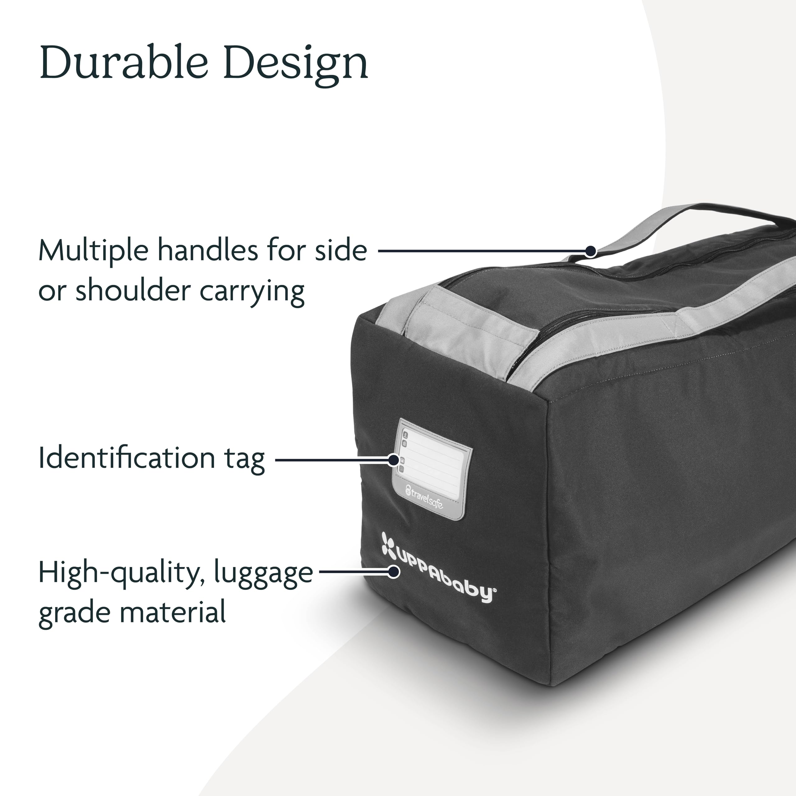 UPPAbaby travel bag wheels-attached design for convenient gate-check.