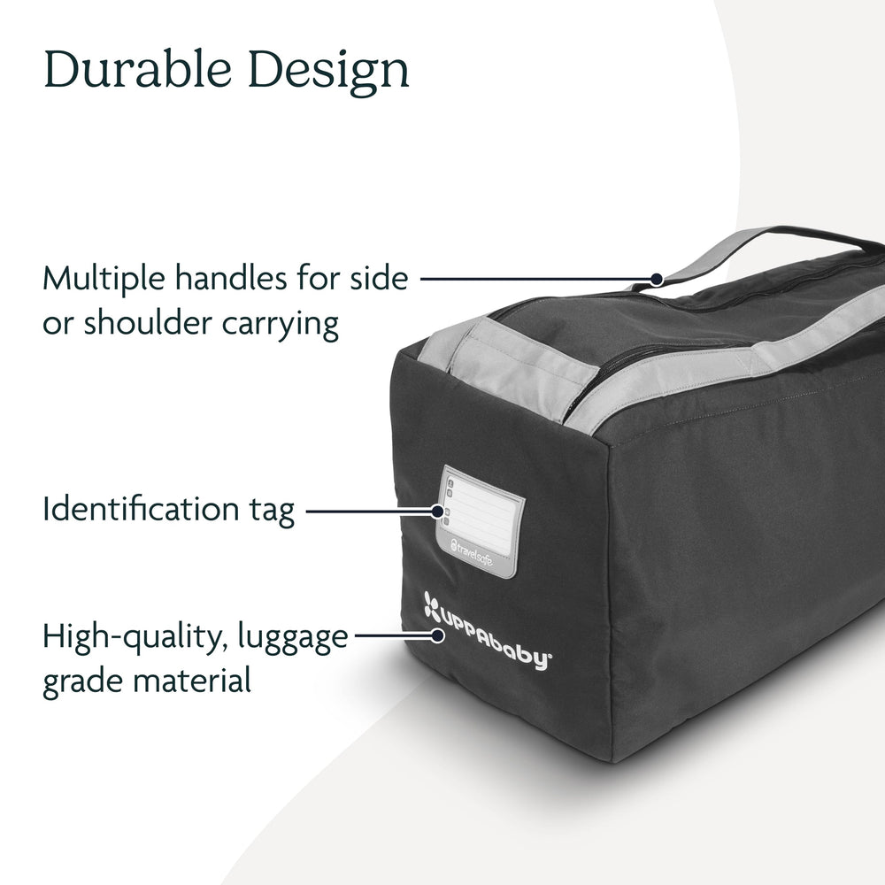 UPPAbaby travel bag wheels-attached design for convenient gate-check.