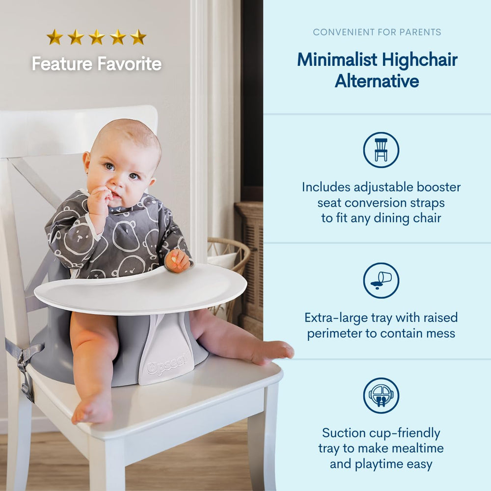 Upseat tray is dishwasher-safe for quick cleanup.