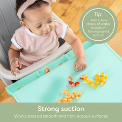 UpwardBaby placemat with non-slip bottom stabilizing meals on a table