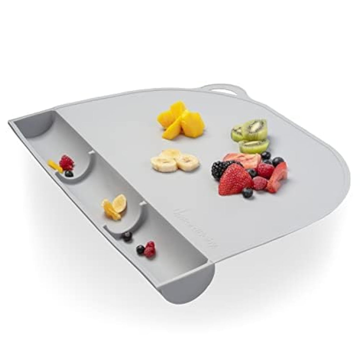UpwardBaby rectangular silicone toddler placemat in gray for mess-free meals