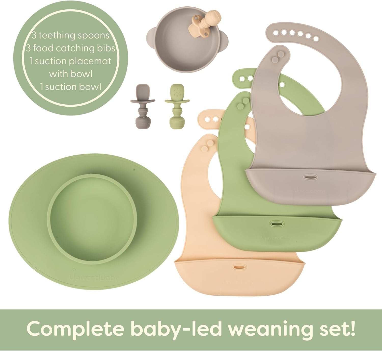 UpwardBaby silicone suction bowl ready for self-feeding.
