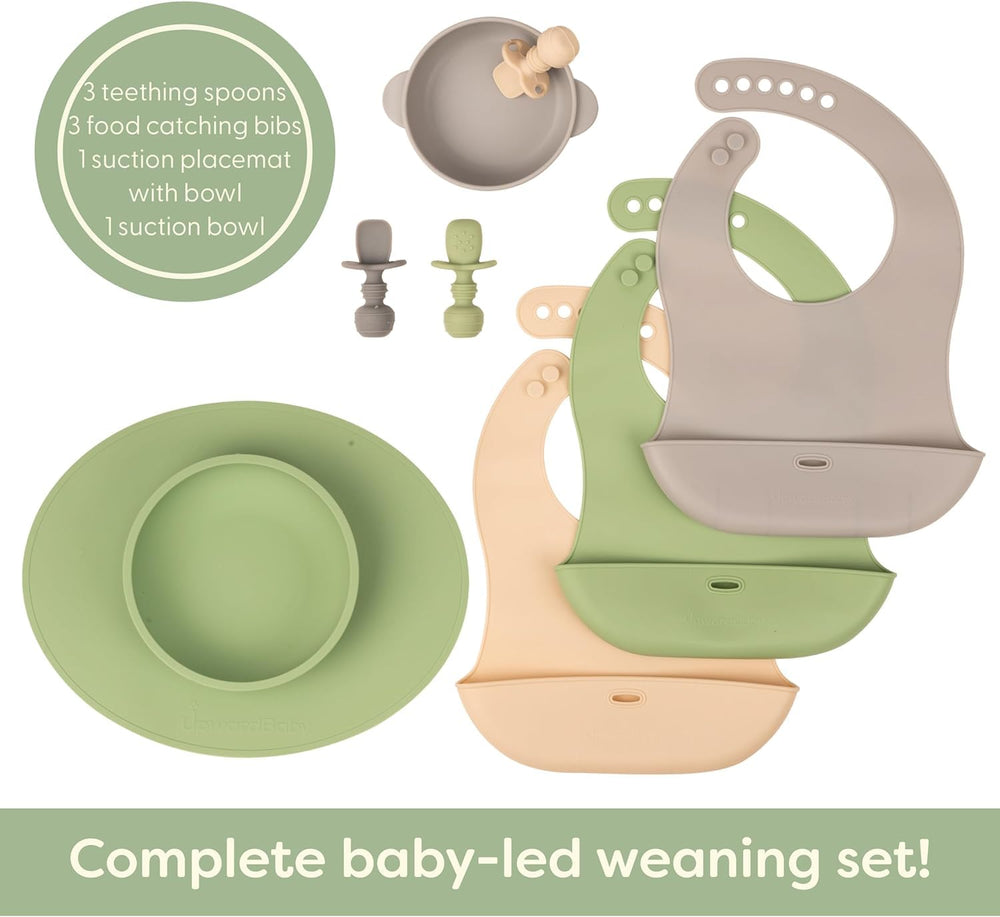 UpwardBaby silicone suction bowl ready for self-feeding.