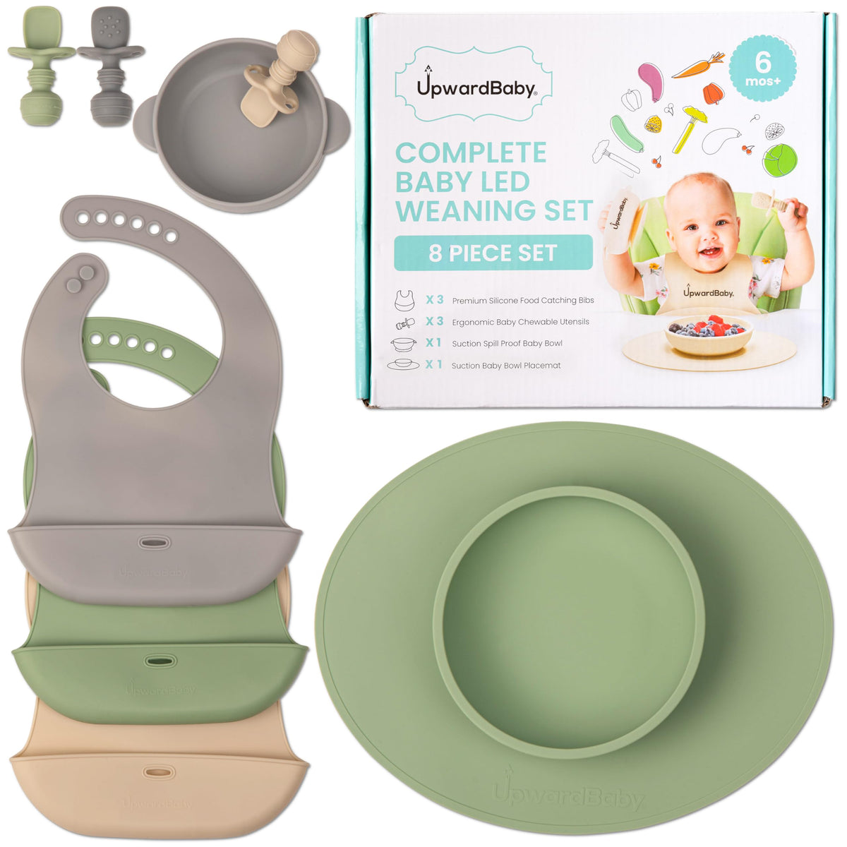 UpwardBaby suction plate with non-slip base for mess-free meals.