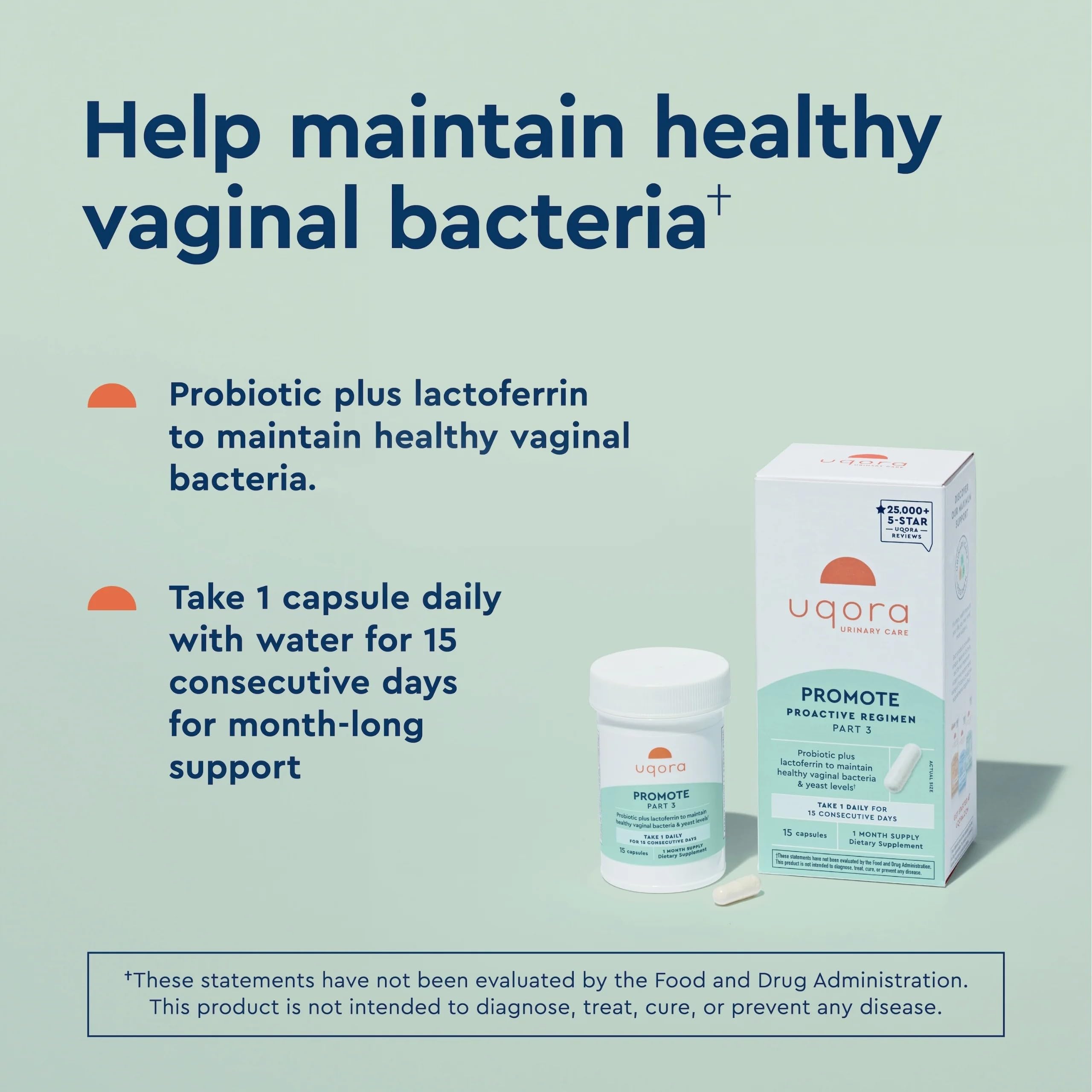 Uqora Promote label detail with lactoferrin and probiotics