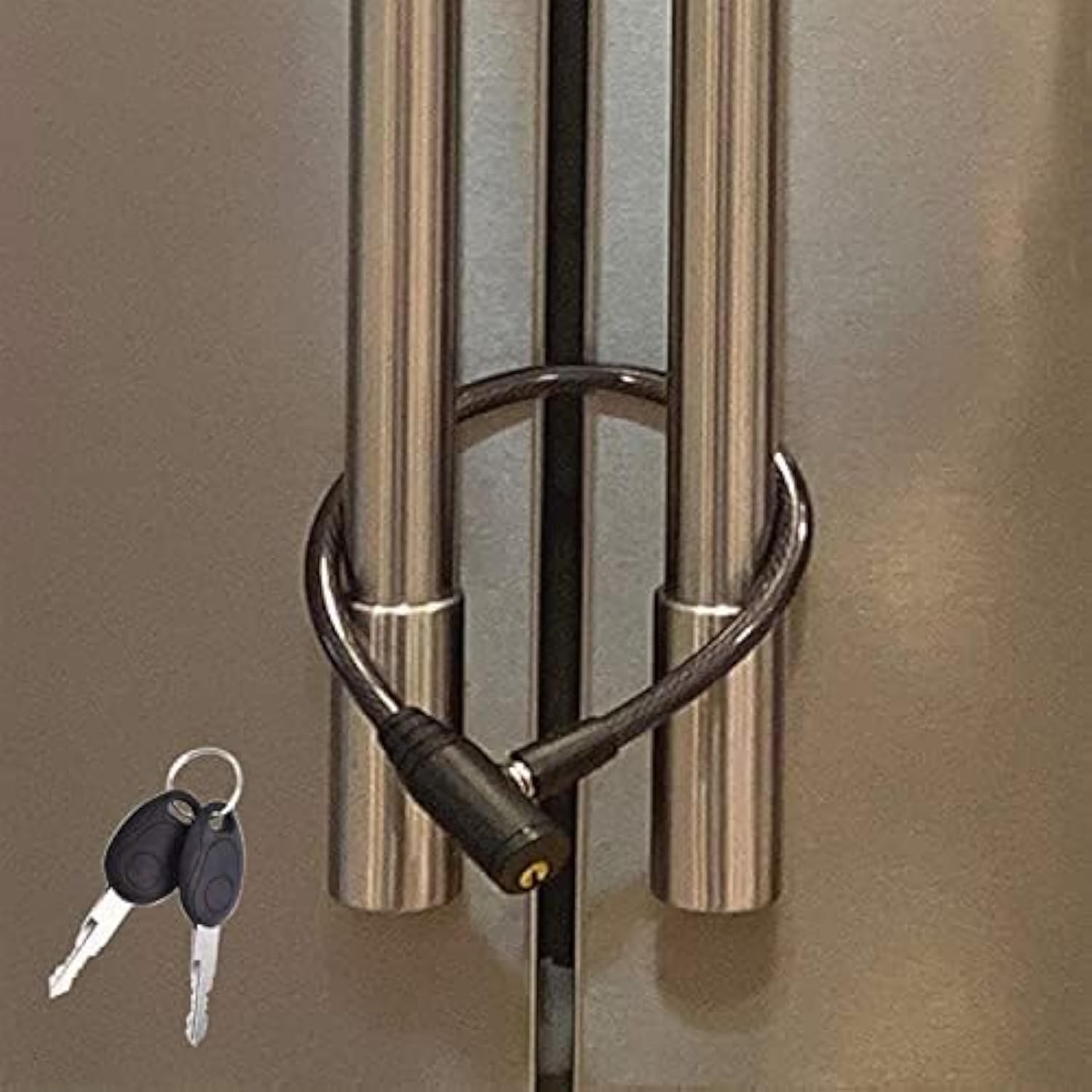 Urban August child-proof fridge lock 2-pack secures the French door fridge safely.