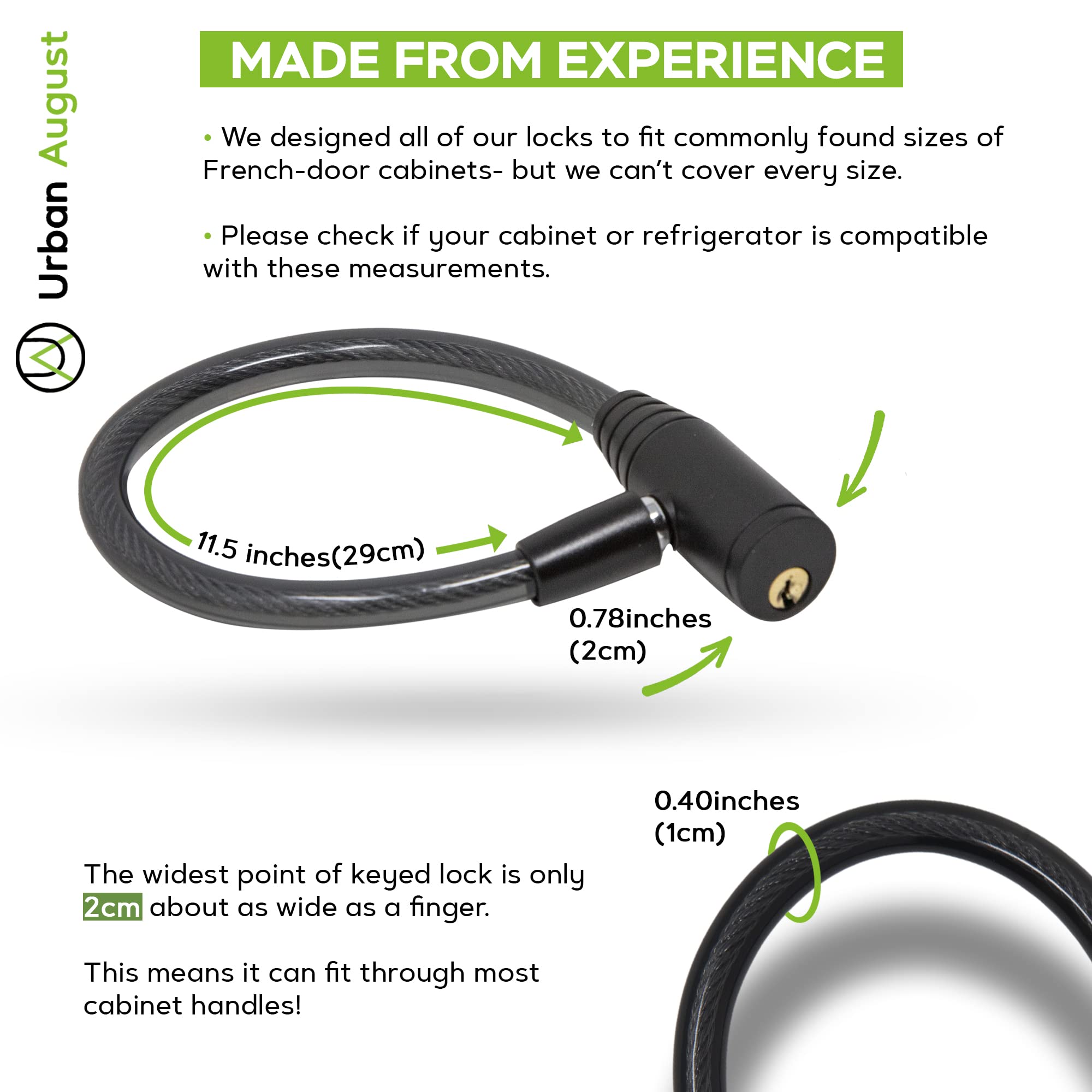 Urban August easy-install fridge lock fits most handles for fast setup.