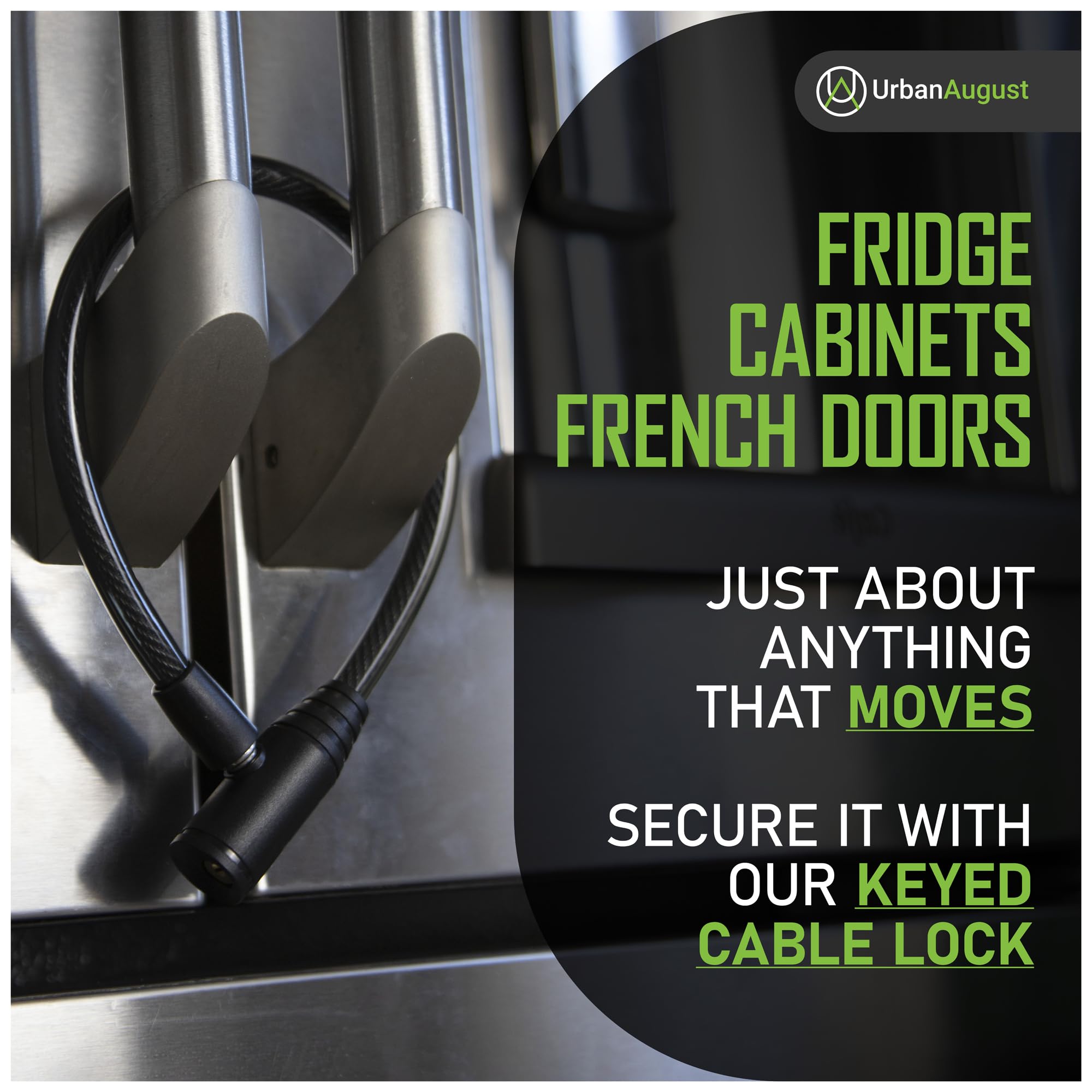Urban August fridge lock close-up highlights durable, reliable construction