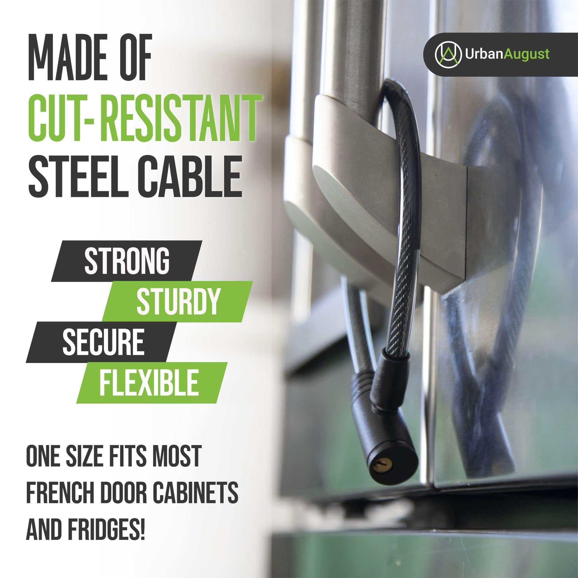 Urban August durable fridge lock design resists prying and nightly tampering.