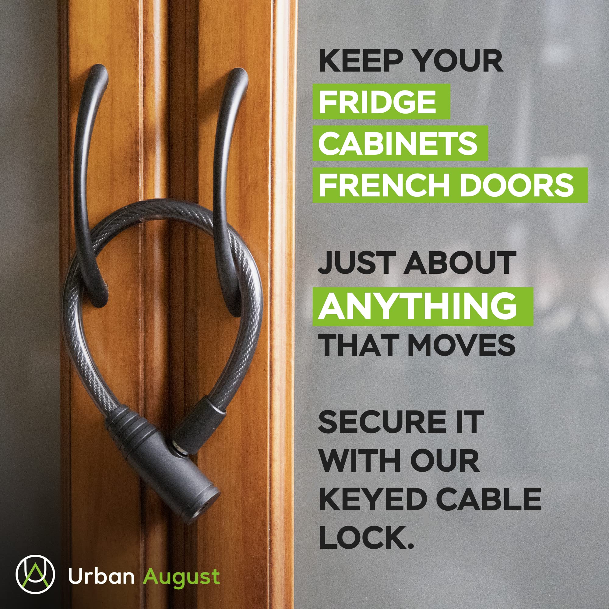 Urban August fridge lock with included keys offers quick, authorized access for adults.
