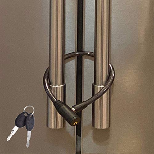 Urban August fridge lock securing a cabinet handle for storage
