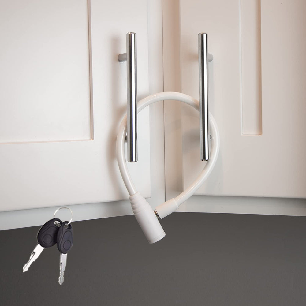 Urban August fridge lock on side-by-side doors, enhancing family safety