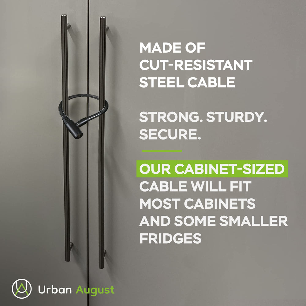 Urban August cabinet lock doubles as fridge security, keeping curious hands away.