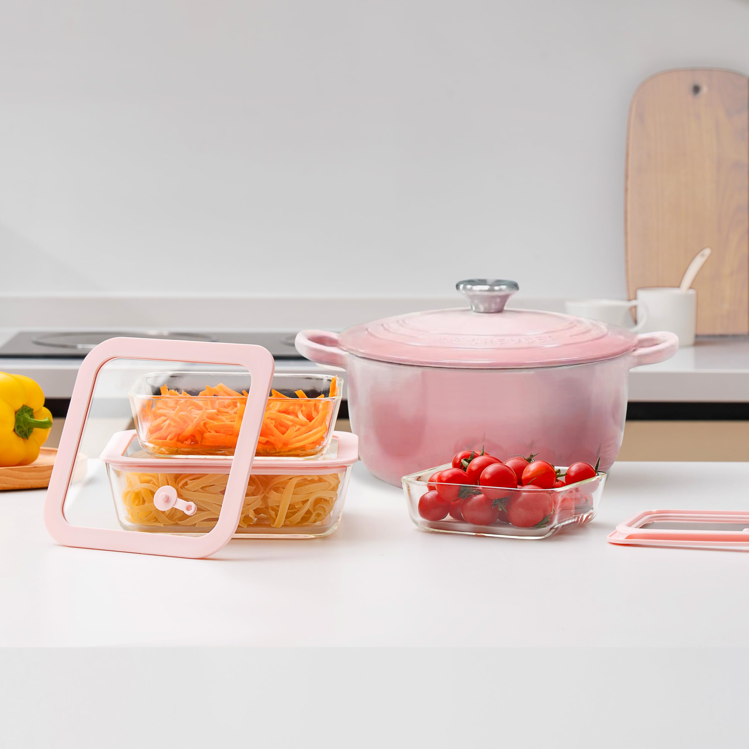 Urban Green rectangle 87oz container fits family meals in a fridge.