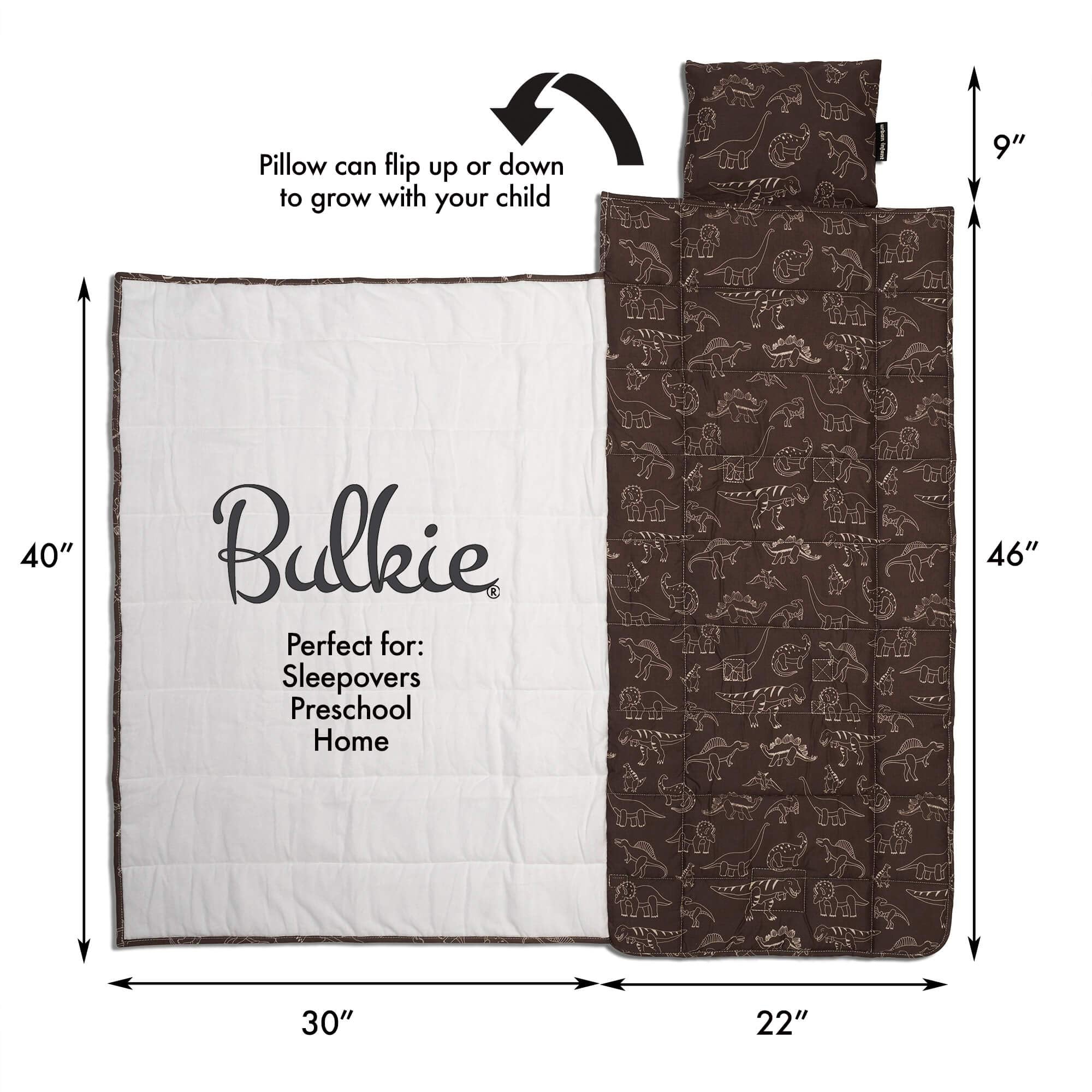 Urban Infant Bulkie nap mat extends to 56 inches for growing children.