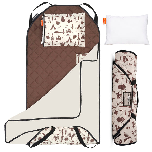 Urban Infant Tot Cot Nap Mat cover shows portable all-in-one preschool bedding for naps