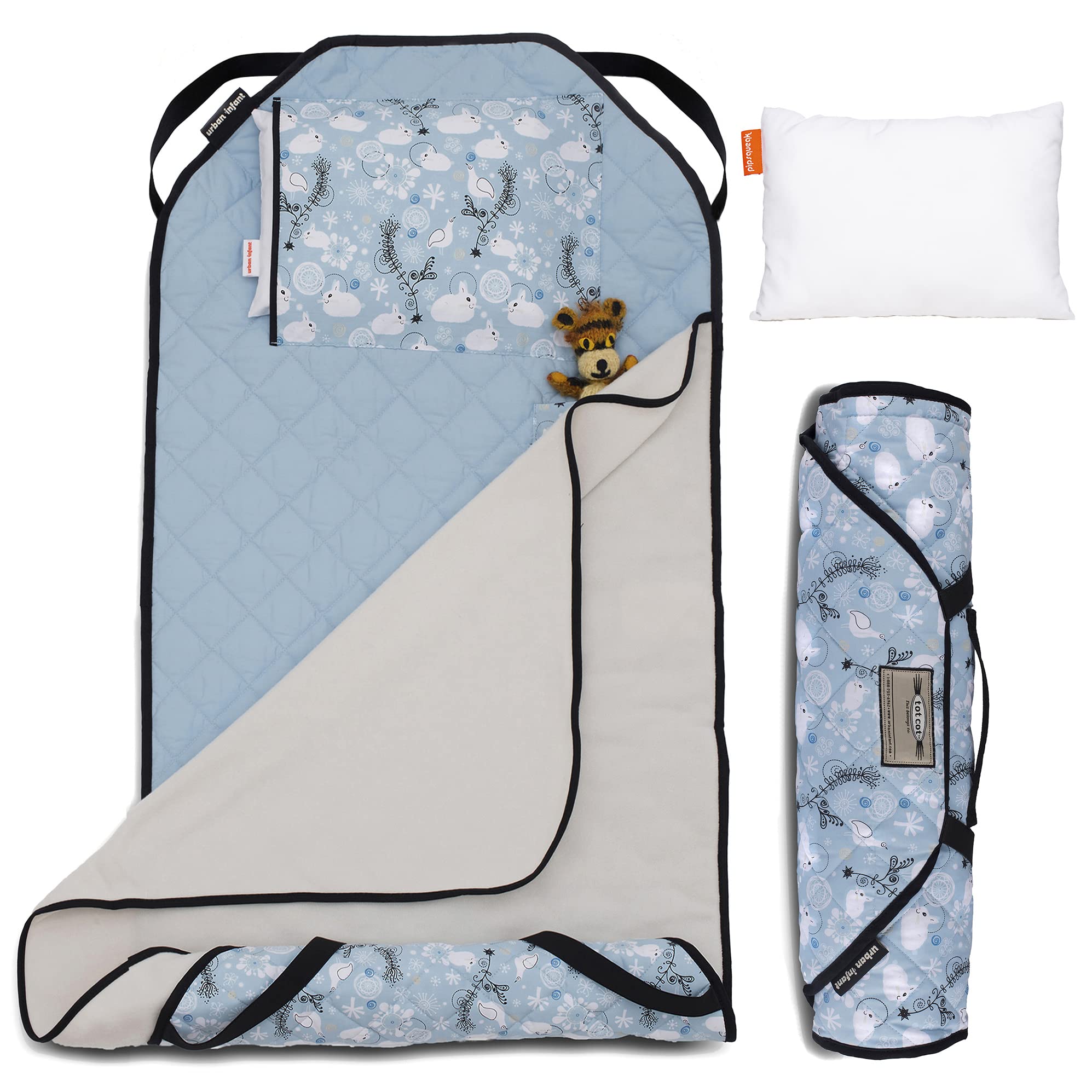 Urban Infant Tot Cot Nap Mat cover demonstrates durable all-in-one bedding for daycare.