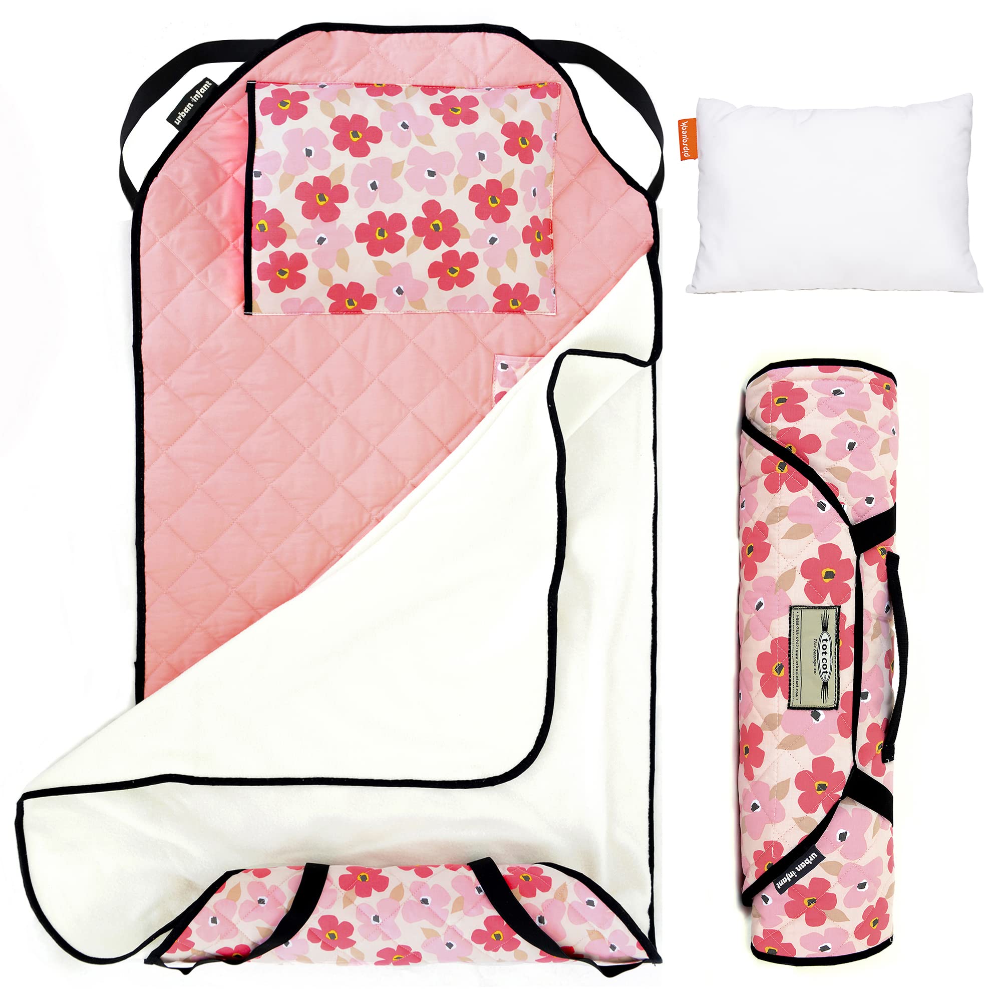 Urban Infant Tot Cot Nap Mat with poppies cover, ideal for cozy preschool naps.