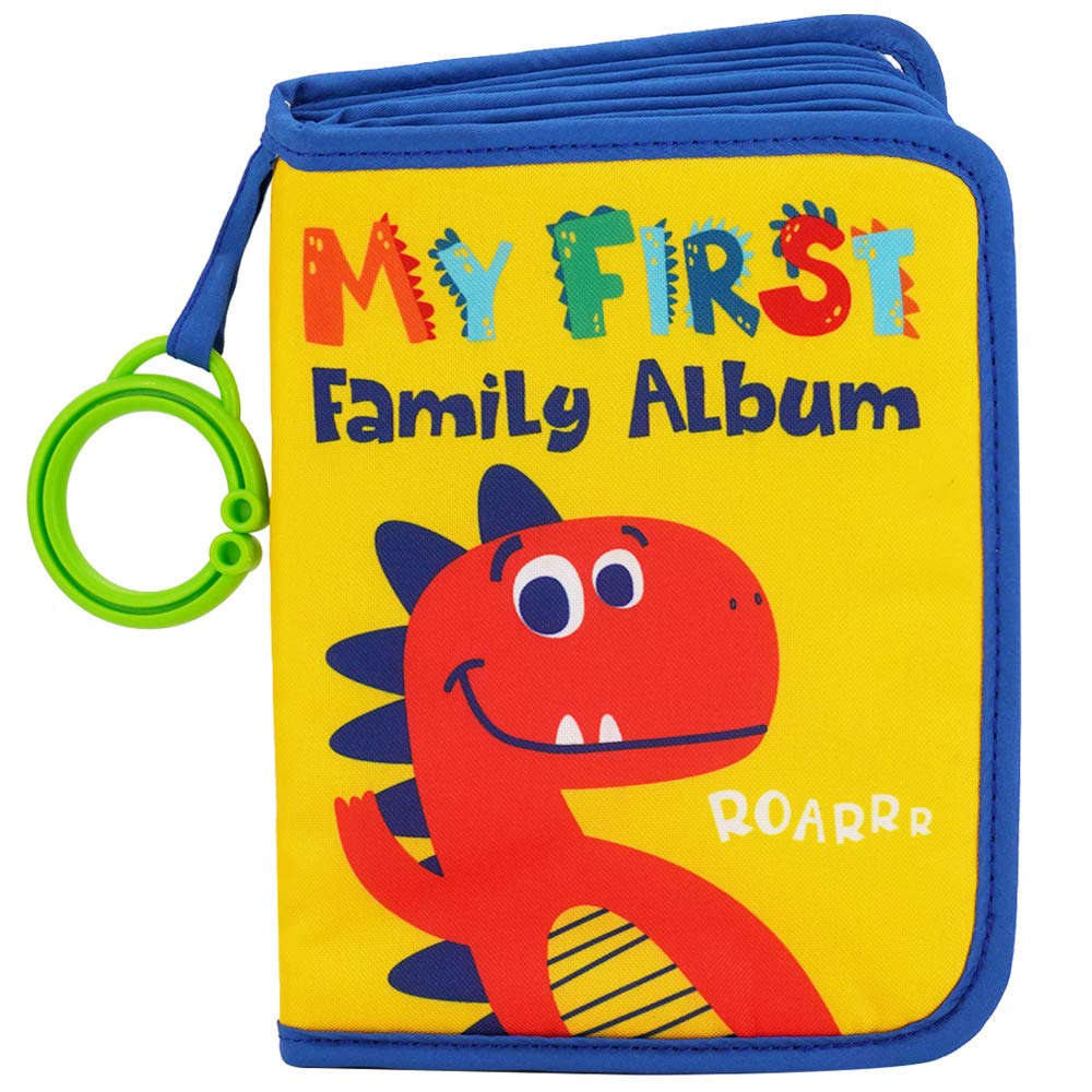 Urban Kiddy Baby's First Family Album cover with dinosaur motif for storytelling.