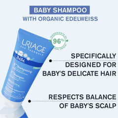 Uriage Baby 1st Shampoo leaves soft, manageable baby hair after bath.