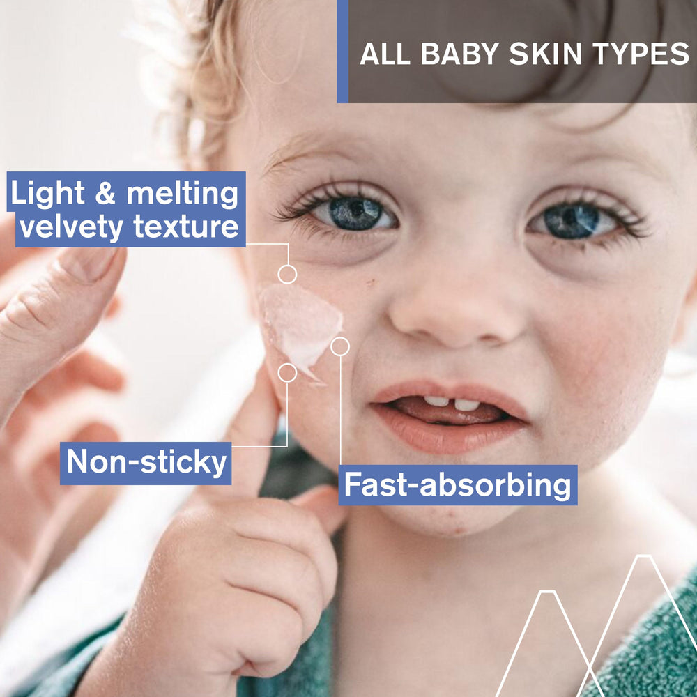 Texture close-up of Uriage Baby Moisturizing Cream for delicate skin