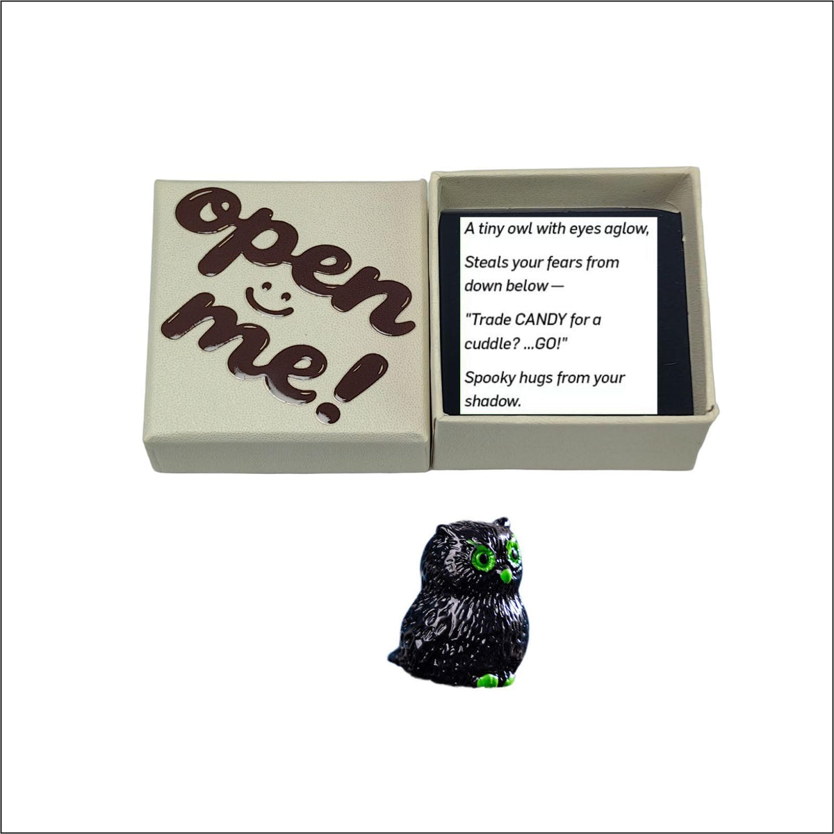 UrLLssMo Open Me Box with Owl Figurine, a cozy pocket hug.