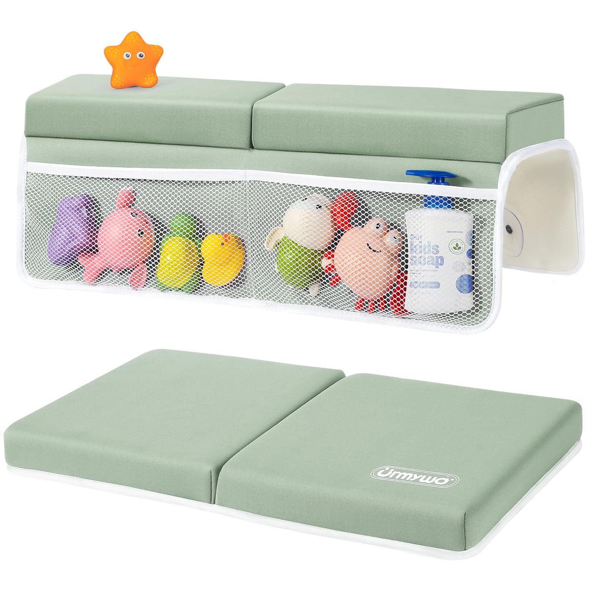 URMYWO bath kneeler and elbow rest set with organizer ensures comfy bath time