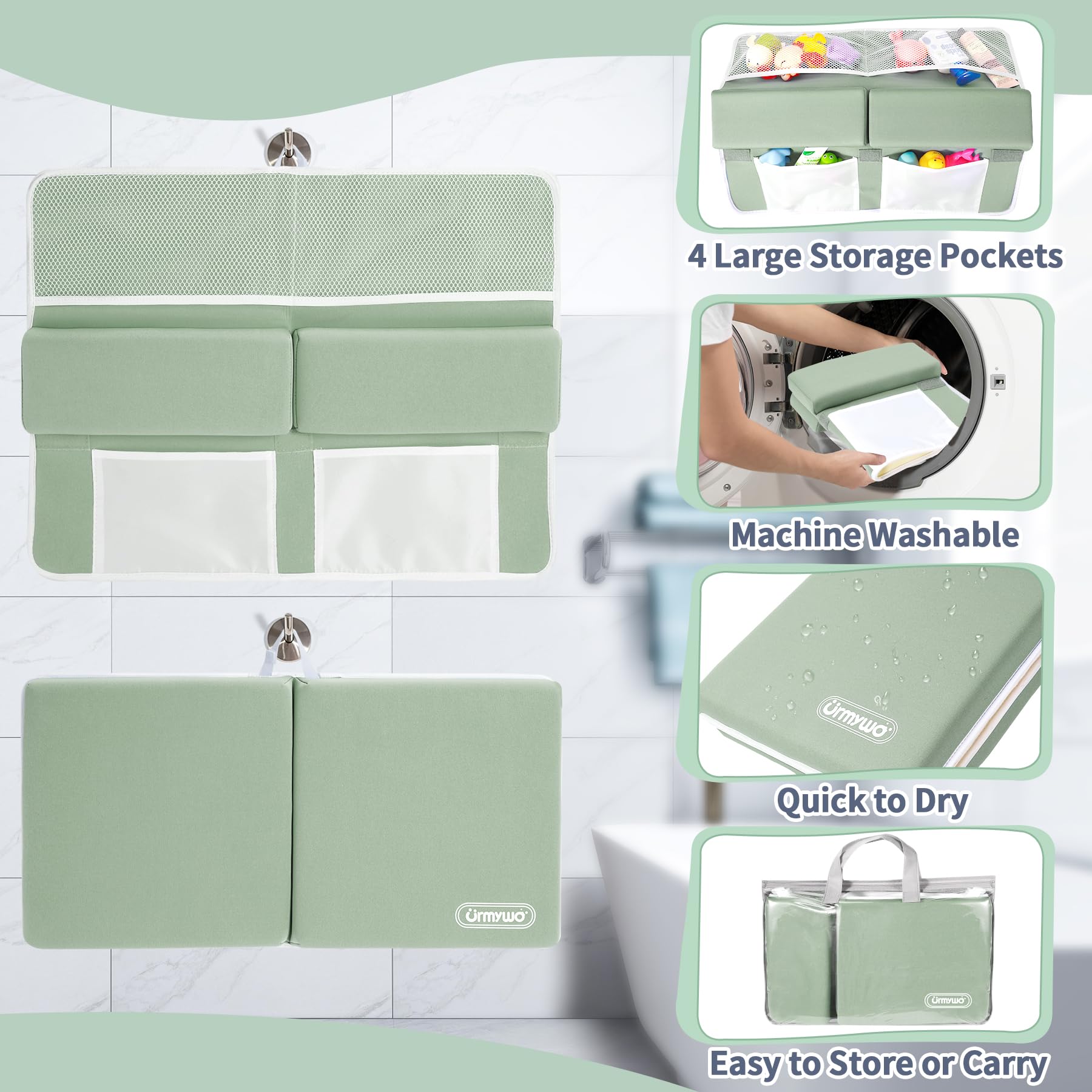 URMYWO easy clean bath kneeler pad ready for washing