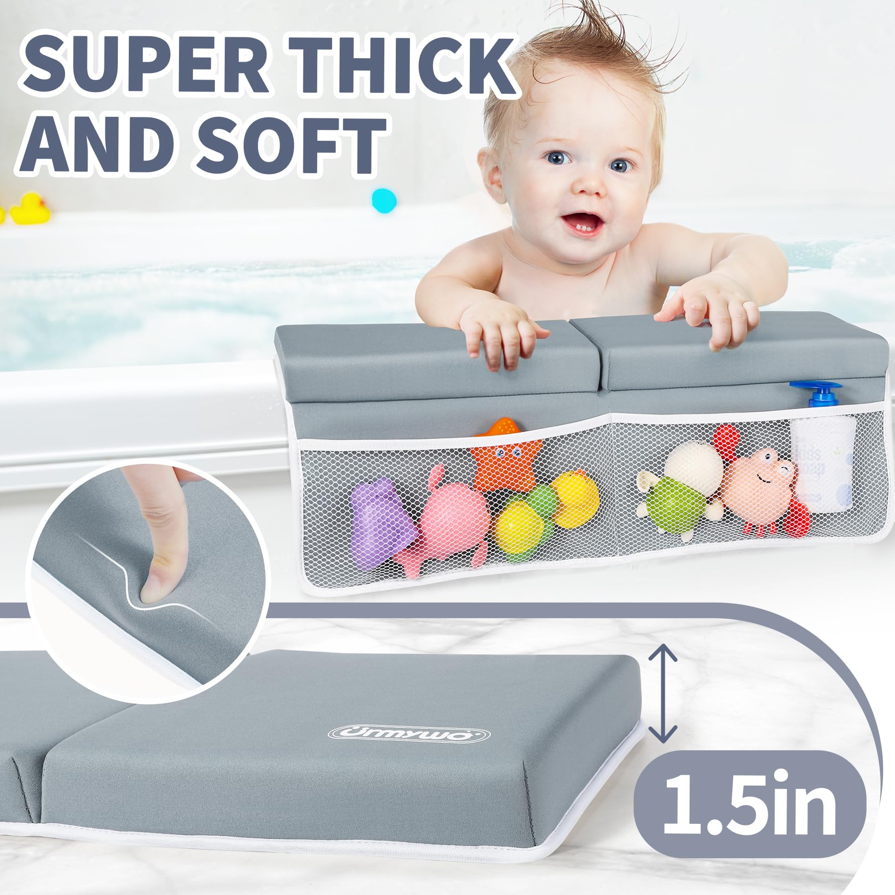 URMYWO anti-slip kneeler with suction cups for secure tub mounting.