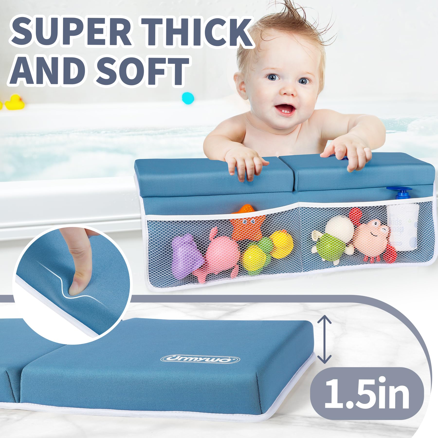 URMYWO anti-slip suction cups secure the kneeler to tub walls
